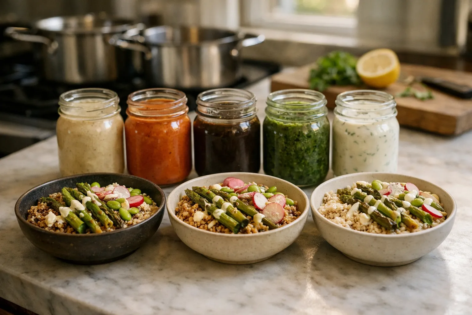 Batch-Prep Sauces & Grain Bowls: 5 Sauces, 3 Grains — Weeknights